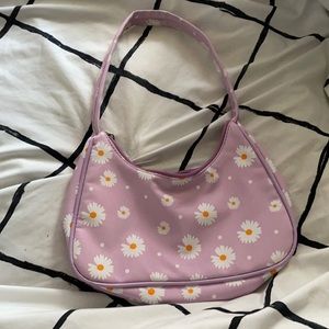 purple floral shoulder bag